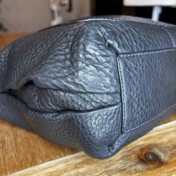 COACH Black Pebbled Leather Hobo Shoulder Bag Handbag Purse Zip Front Pocket - Picture 13 of 16